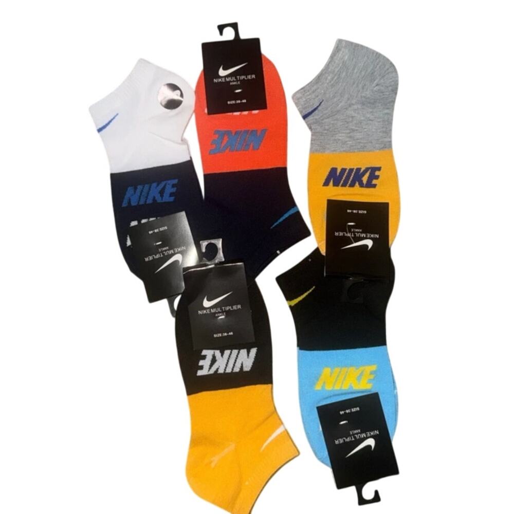 5 pairs men’s socks size 9-13 colorful cotton ankle Nike